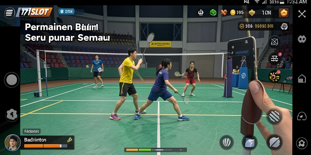 Tampilan antarmuka permainan Badminton yang menarik dan mudah digunakan.