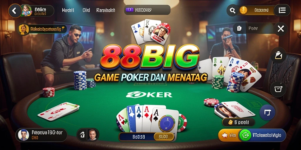 Antarmuka permainan poker 88BIG yang menarik dan interaktif.