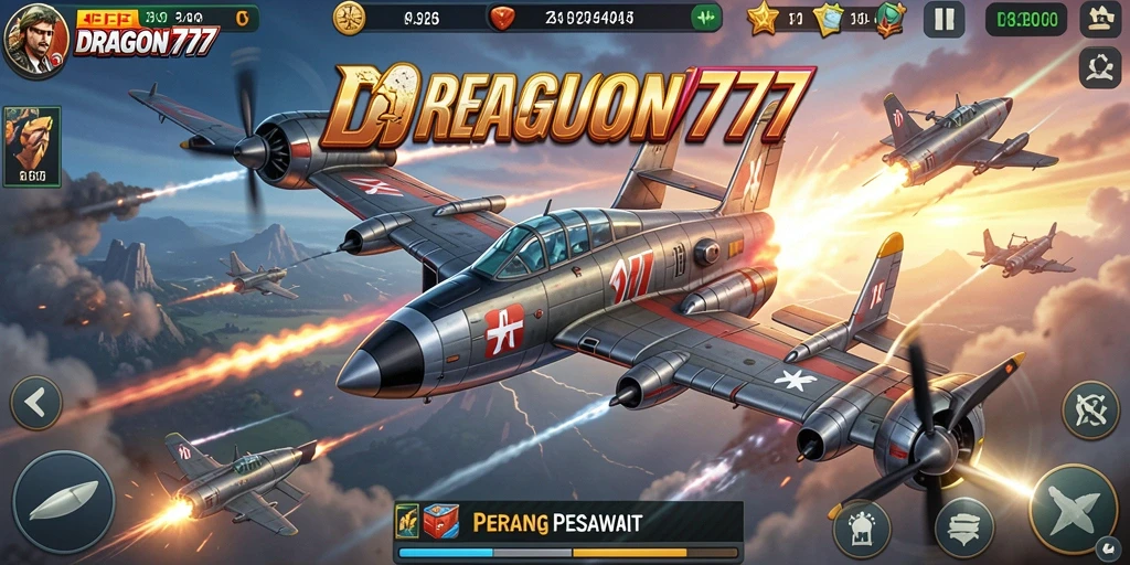 Tampilan antarmuka DRAGON777 saat pertempuran udara