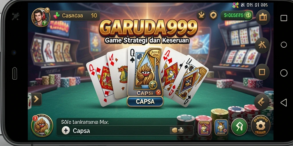 Screenshot utama GARUDA999 menampilkan antarmuka permainan Capsa yang menarik.