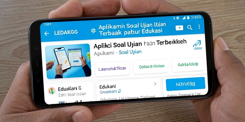 Antarmuka aplikasi LEDAKGG dengan fitur Soal Ujian yang menarik.